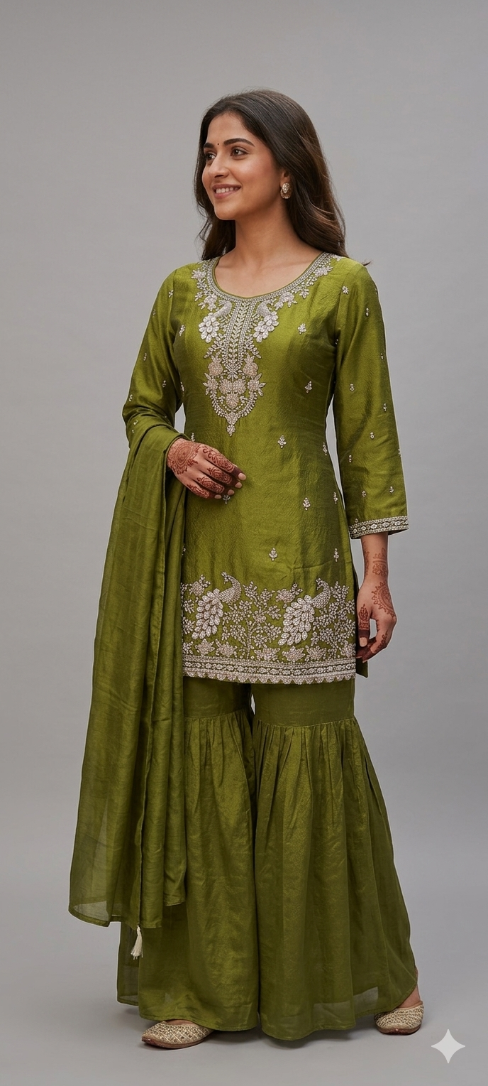 Elegant Olive Green Kurta Set