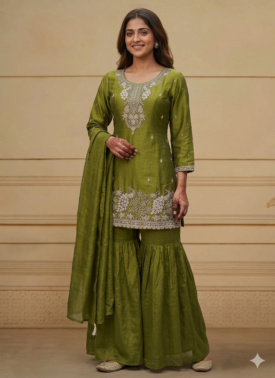 Elegant Olive Green Kurta Set