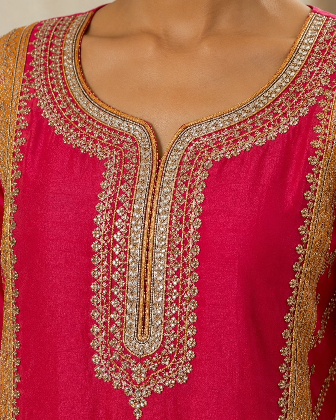 Pink Embroidered Kurta Set for Women with Pant & Dupatta  Festive Wear Kurta Set
