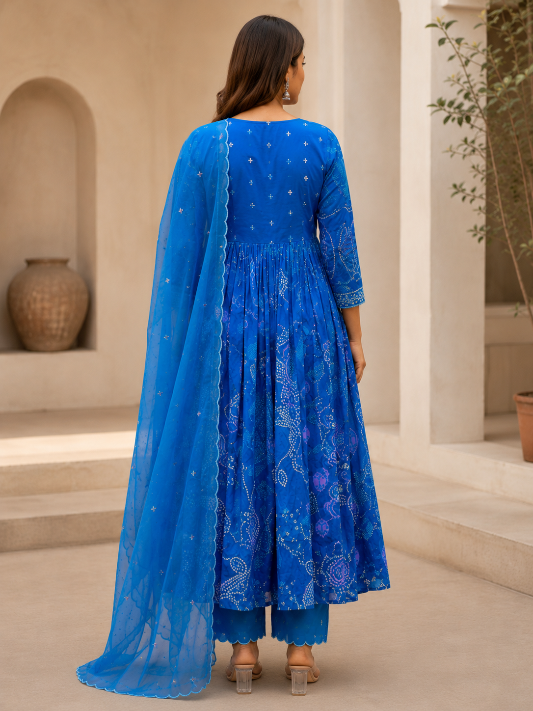 Blue Printed Kurta Set for Women with Dupatta | Festive Wear Blue Kurta Set