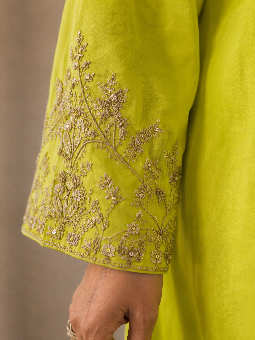Lime Green Embroidered Kurta Set with Dupatta